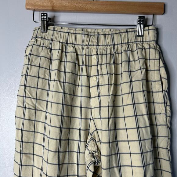 Madewell Plaid Flannel Long Sleeve Pajama Set Women’s Small Cream Lounge Cozy - Picture 12 of 15